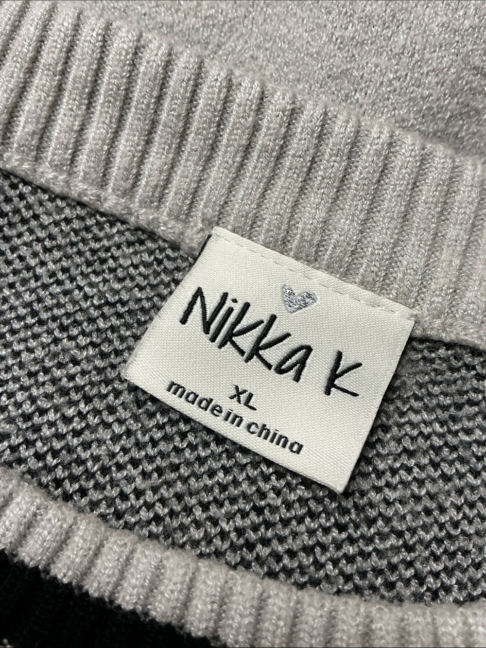 Nikka K Women's Light Gray Skull Skeleton Crewneck Sweater - Picture 4 of 8